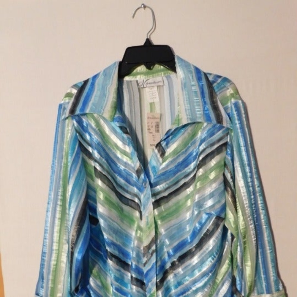 Dressbarn Shiny Blouse Large Long Sleeve